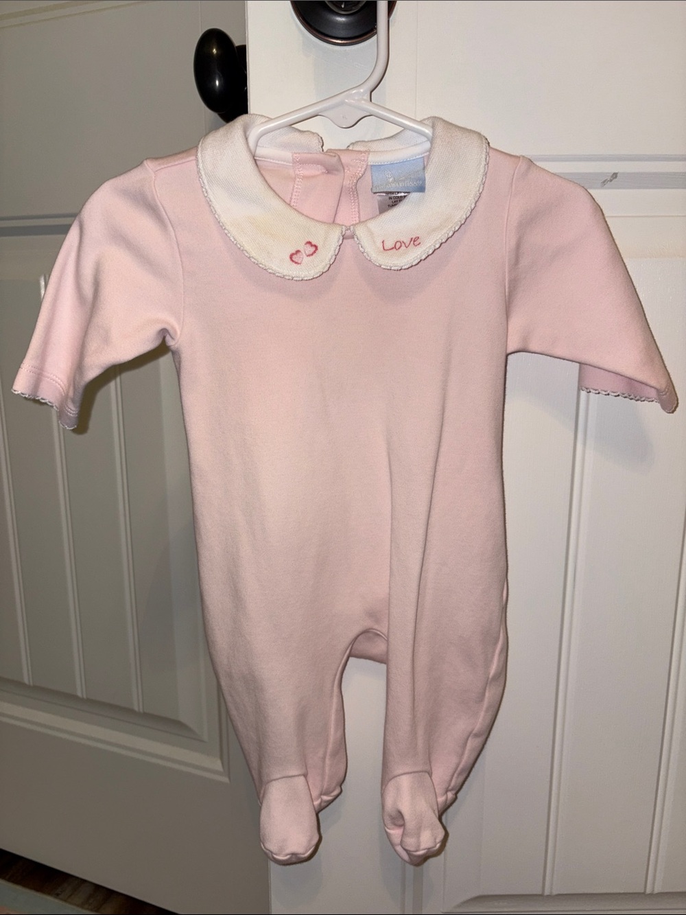 bella bliss Pink Footed One-Piece with White Peter Pan Collar